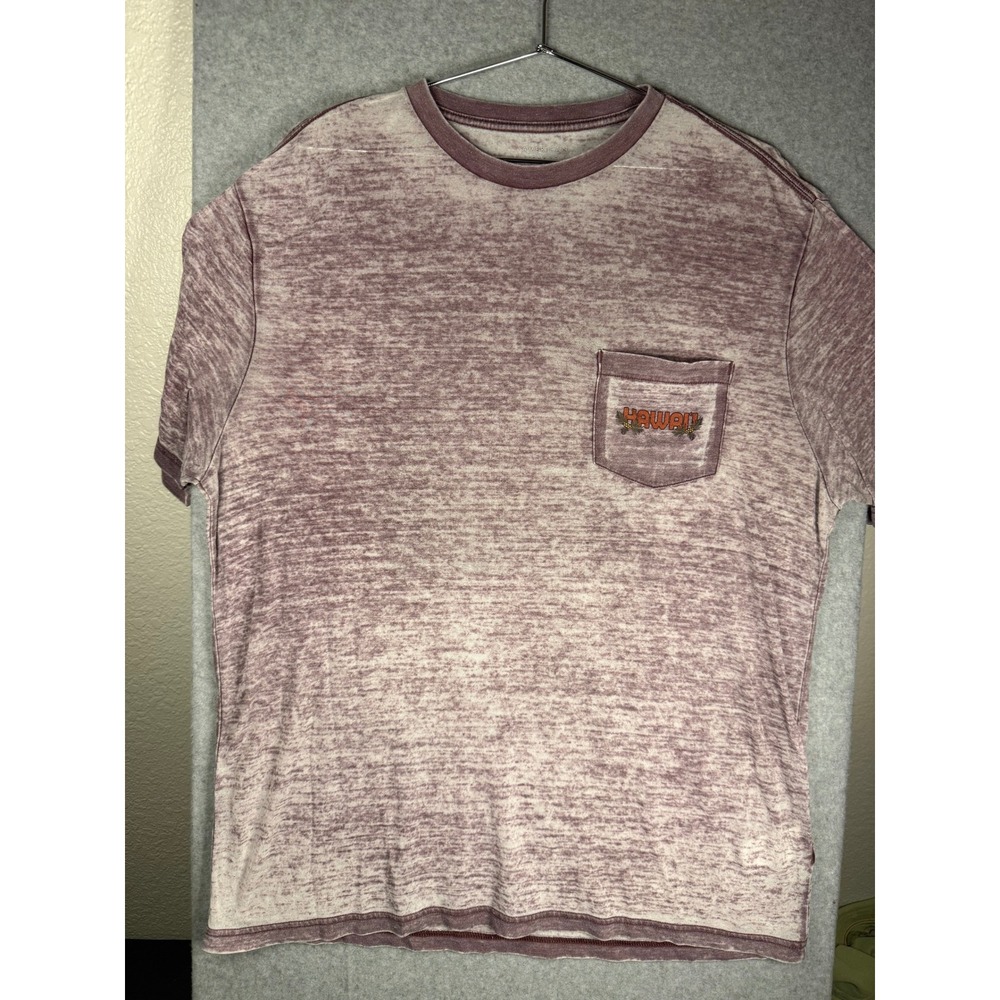 American Eagle Hawaii Graphic Pocket T-Shirt Mens Large Burgundy Burnout Tee